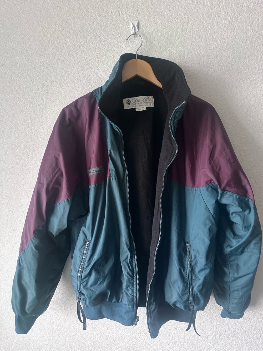 Vintage Columbia Sportswear Fleece Lined Colorblock Jacket‎ Teal Burgundy Mens L